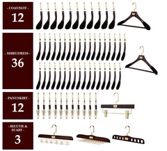 MAHOGANY HANGER PACKAGES: Popular Mixed Sets of 10 - 100 Hangers